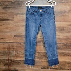 Nanette Lepore Jeans Womens 4 Nolita Skinny Ankle Low Rise Raw Hem Stretch Denim
